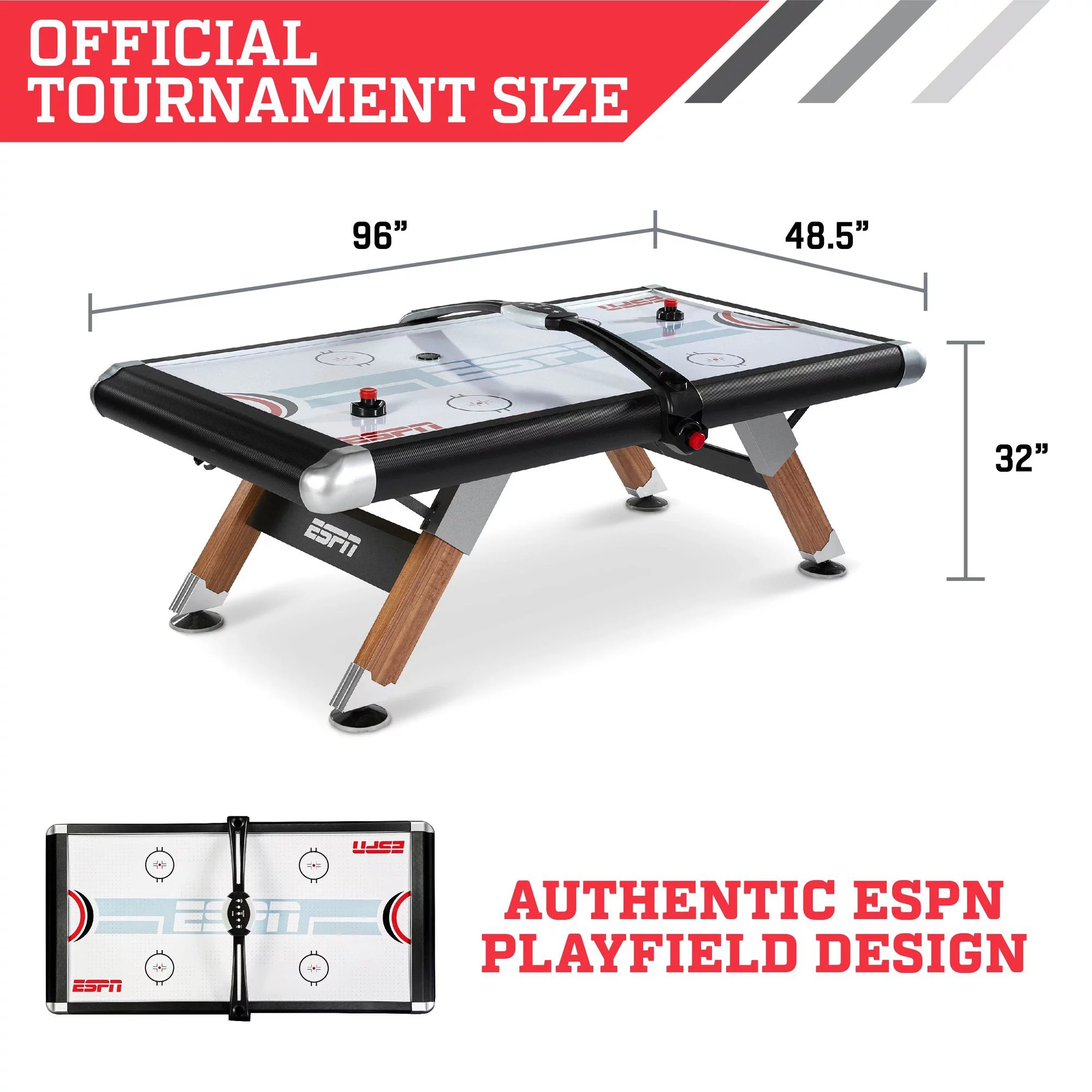 Size and dimensions of ESPN Belham Collection 8 Ft. Air Powered Hockey Table poster
