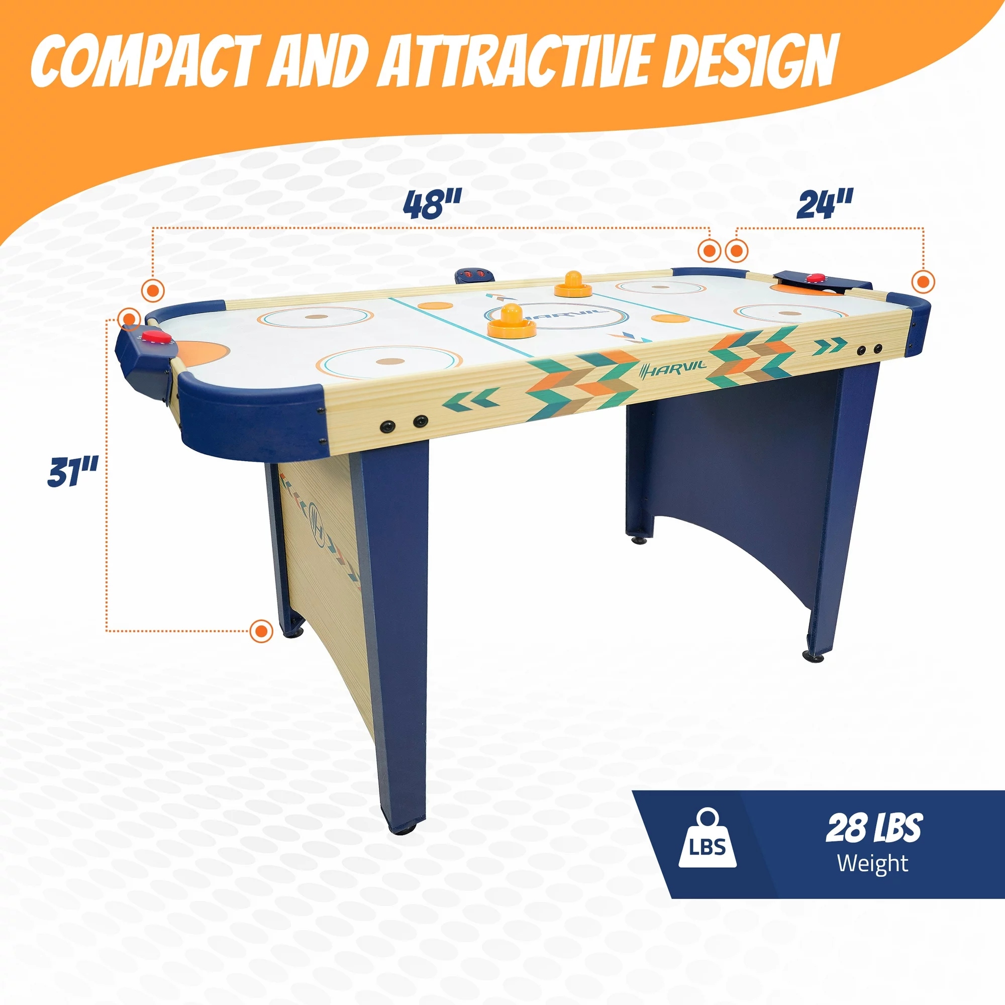 Dimensions of the Harvil 4 Foot Air Hockey Table