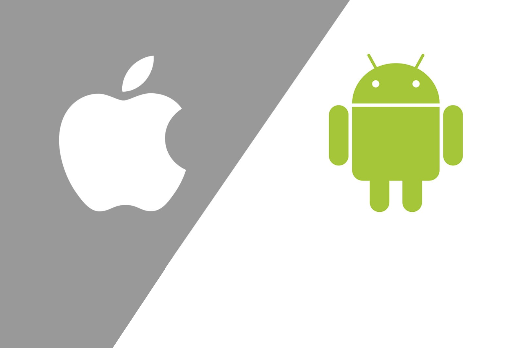 An Apple logo (on the left) and an Android logo (on the right)
