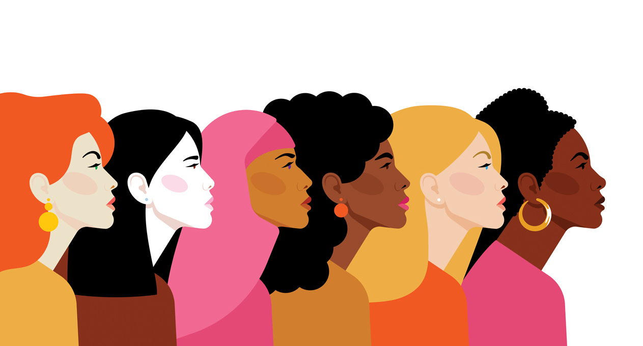 Illustration of multiple women looking forward