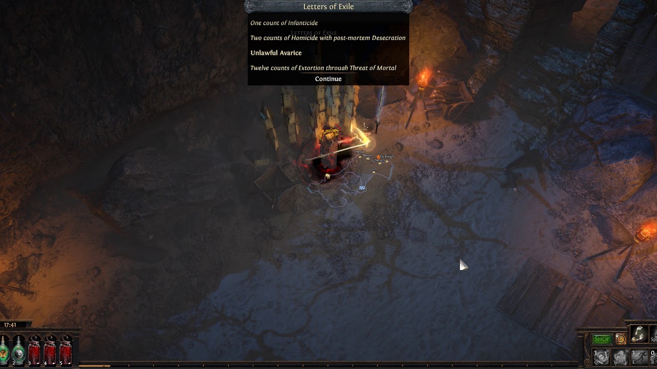 Screenshot of letter of exile in the twilight strand game