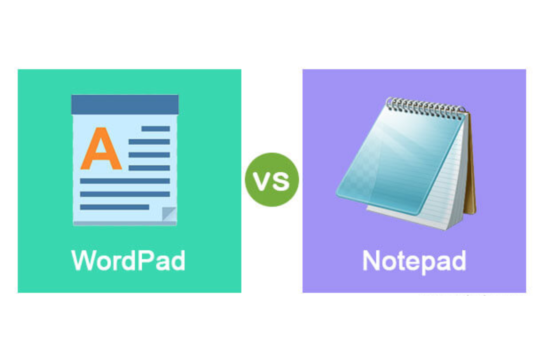 A logo of Wordpad (left) and a logo of Microsoft Word (right)