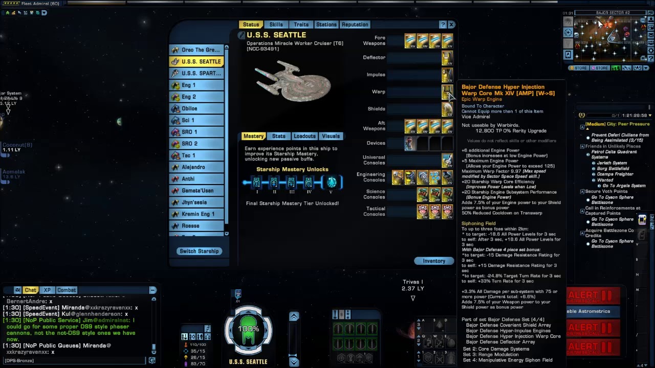 Star trek online Bajor Defense Set game interface