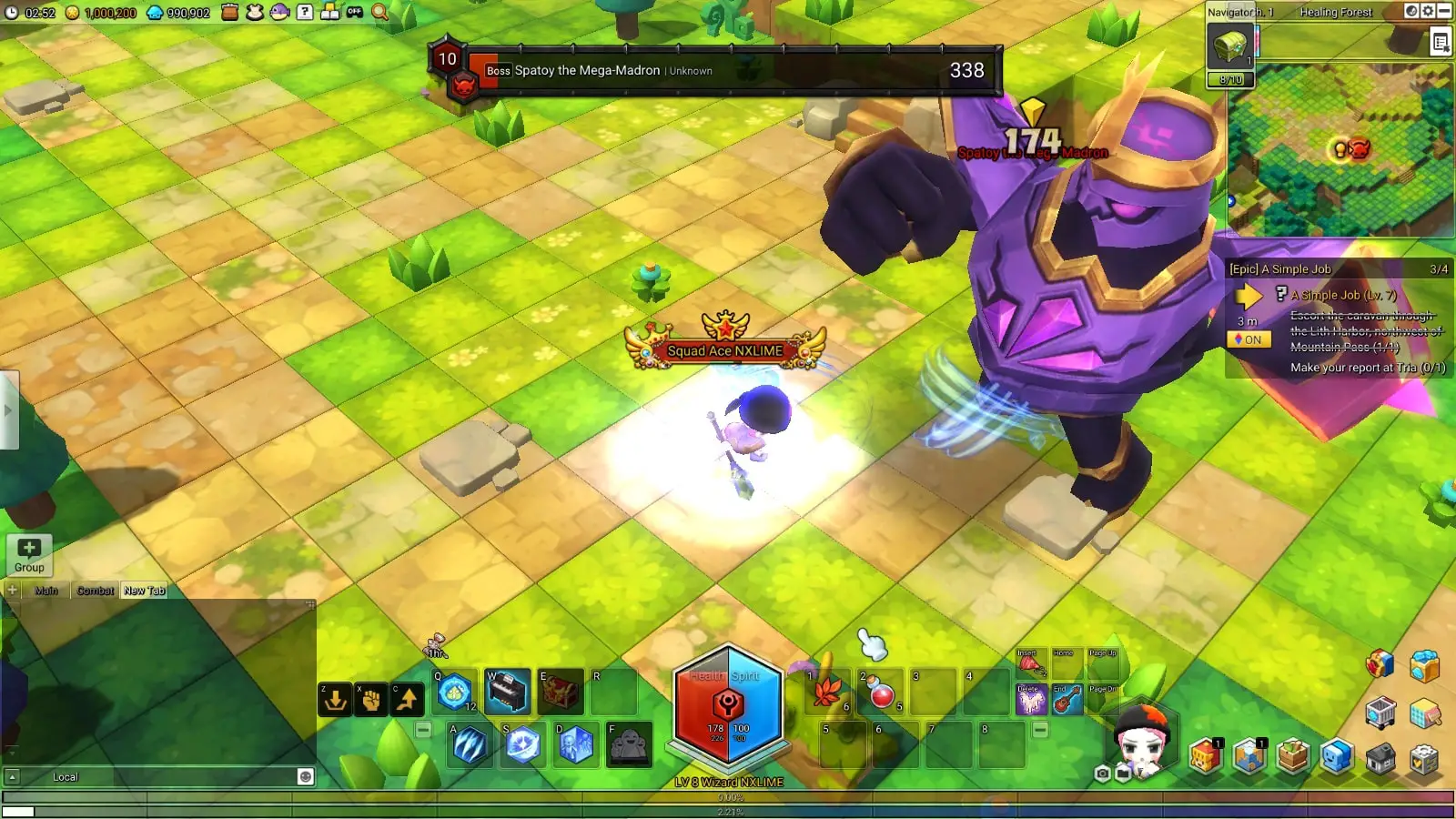 Maplestory player playing the round, defeating the enemy