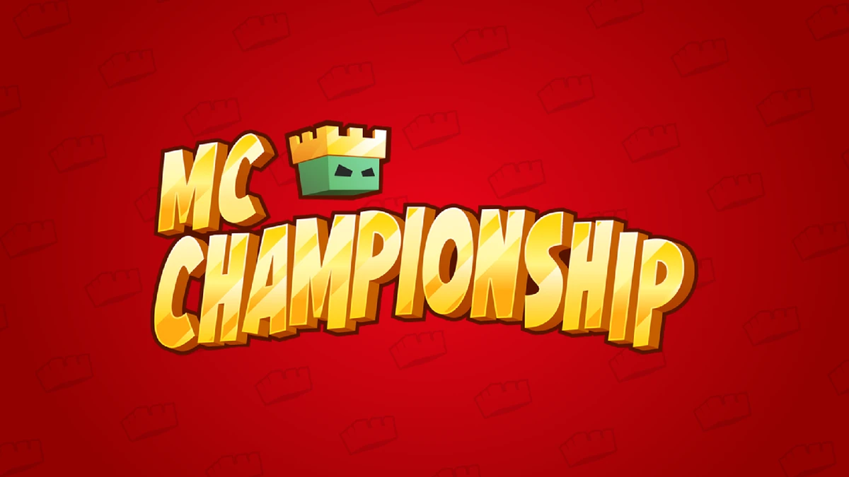 Minecraft championship logo on the red background