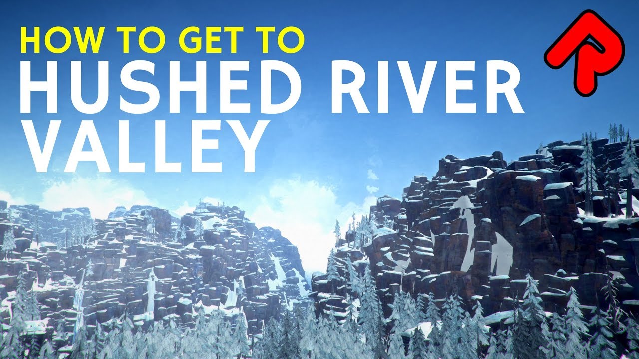 How to get to hushed river valley written, snowy mountains in the background
