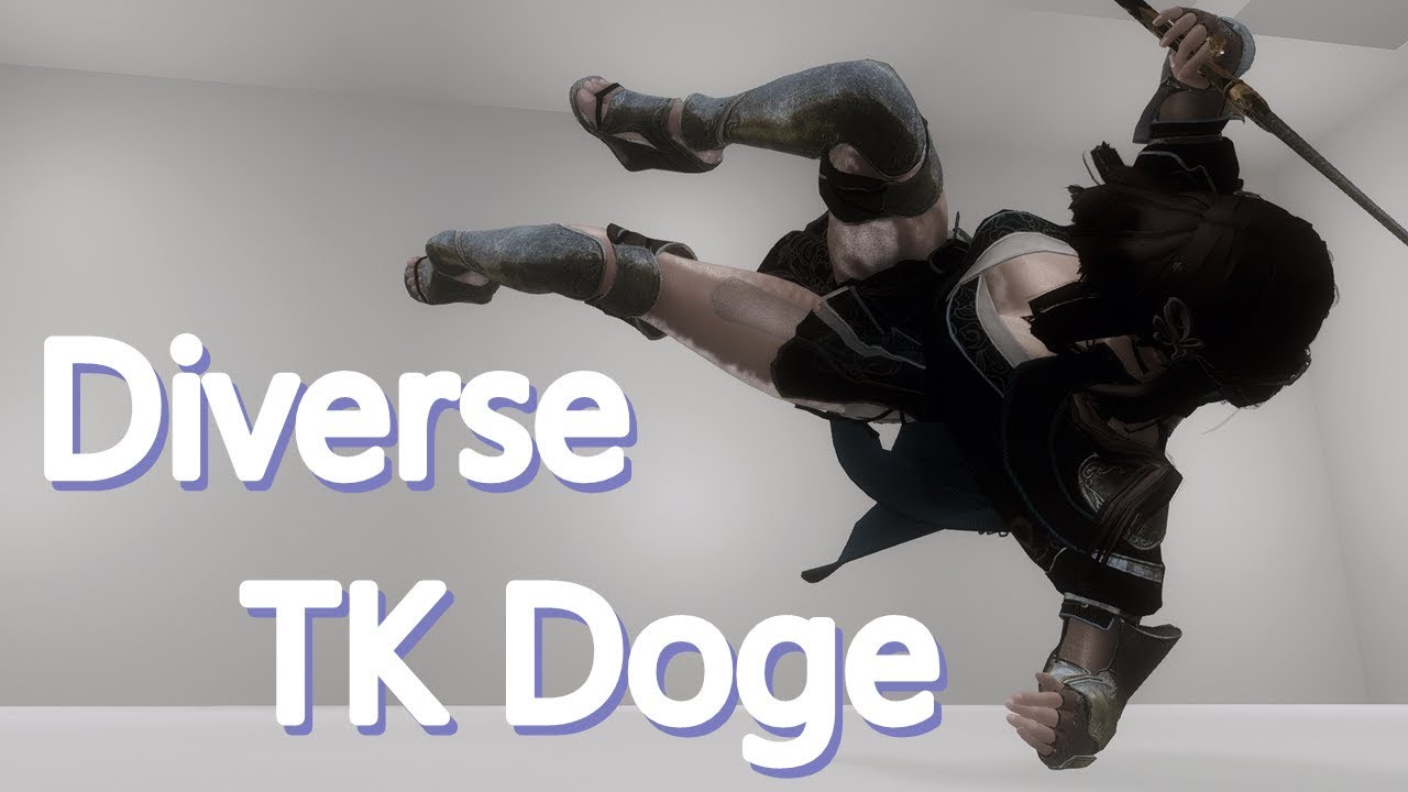 Diverse tk dodge written, player posing on the side