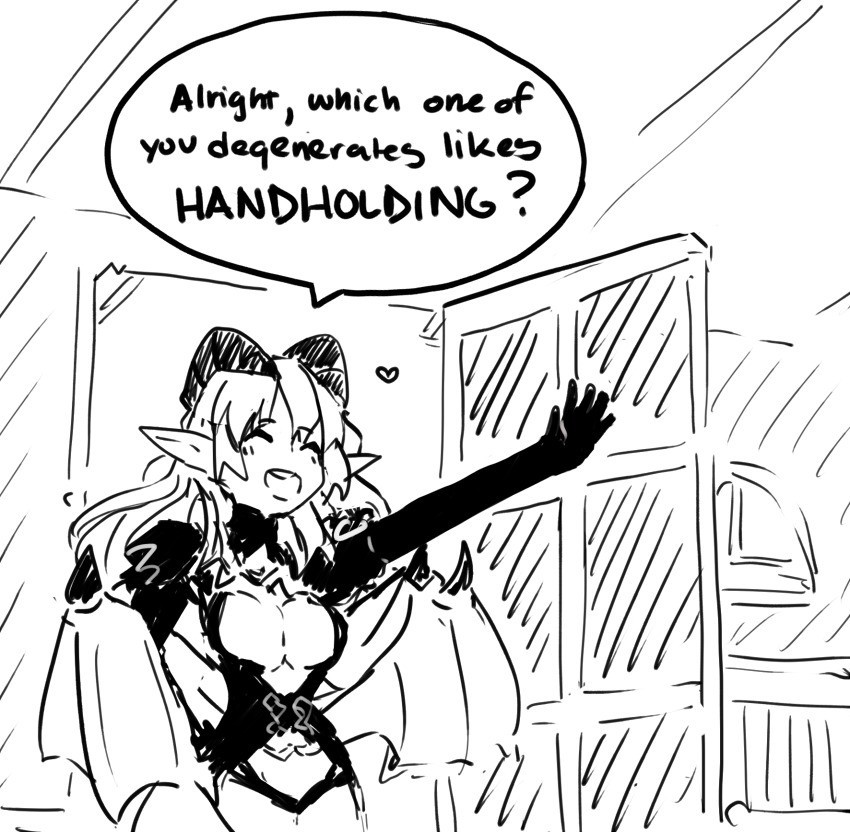 Anim girl shouting alright which one of you degenerates likes handholding in drawing