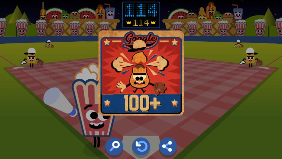 Google doodle baseball gaming scores