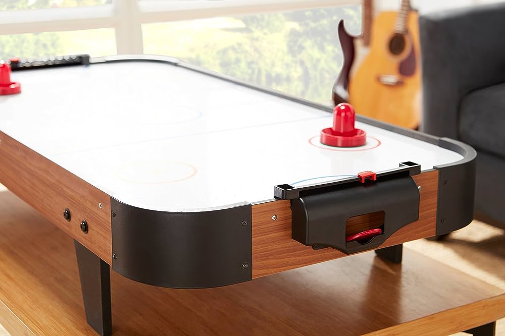 Playcraft Sport 40-inch Table Top Air Hockey on a wooden table
