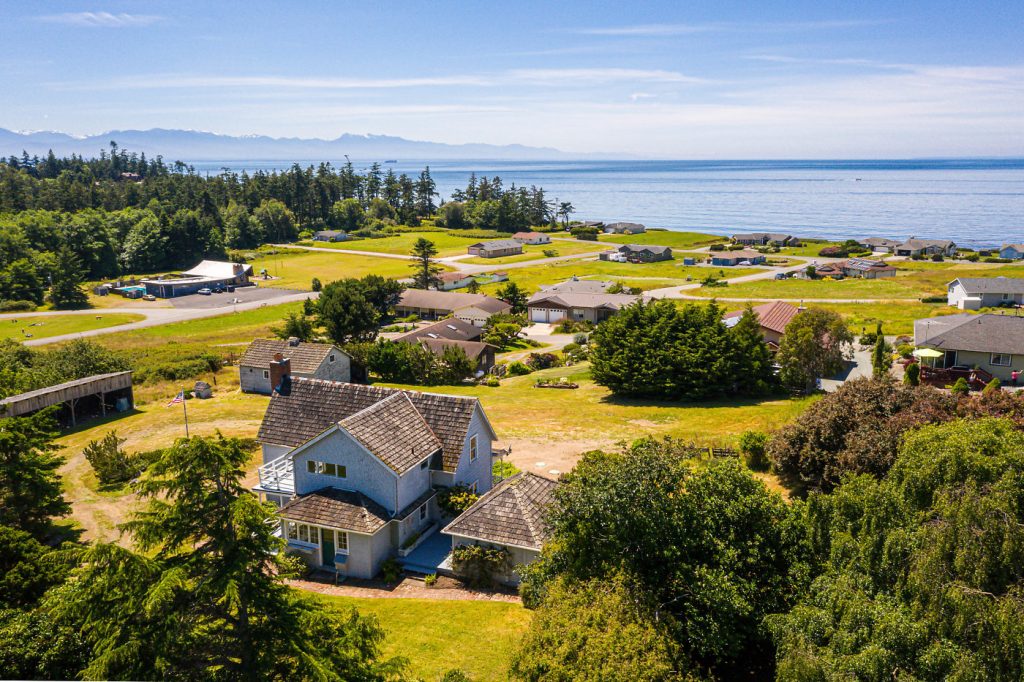 A sky view of a town in Whidbey Island