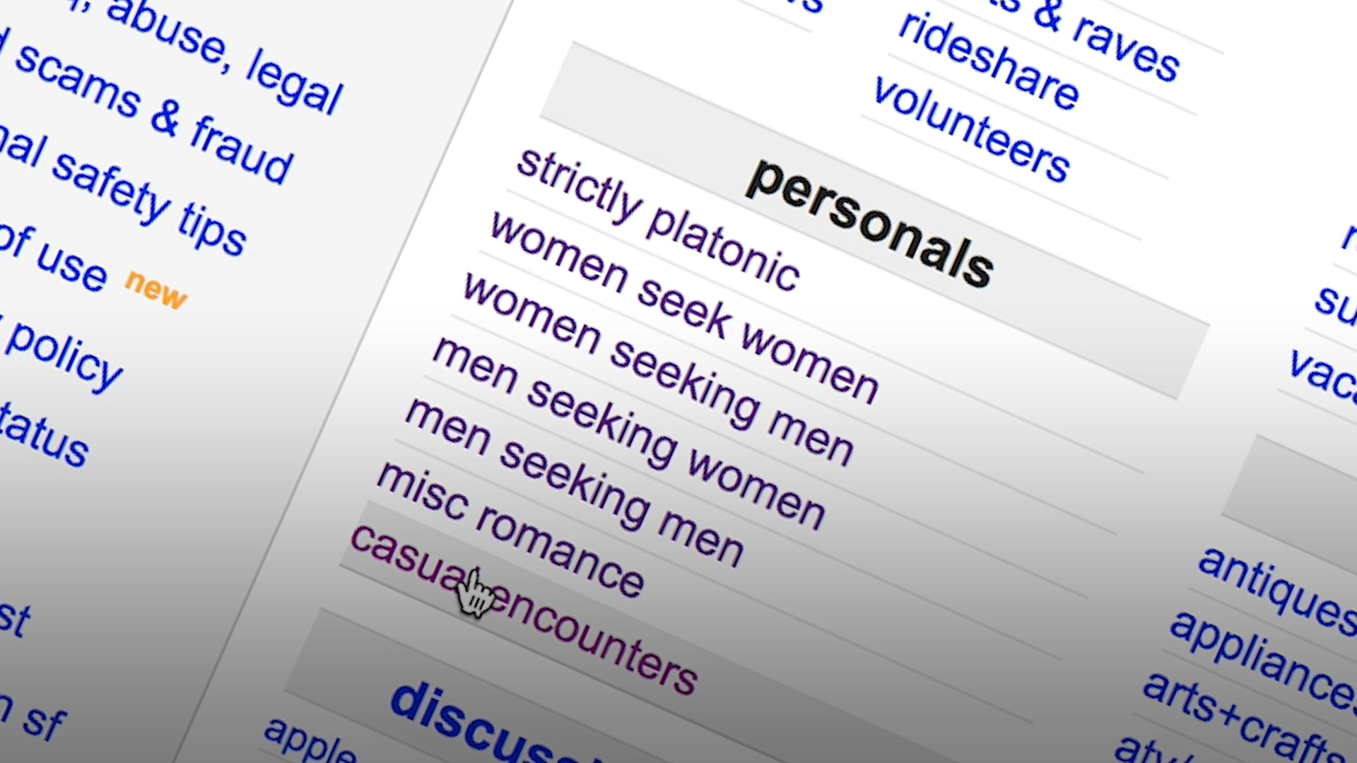 Personal ad features on craigslist w4m