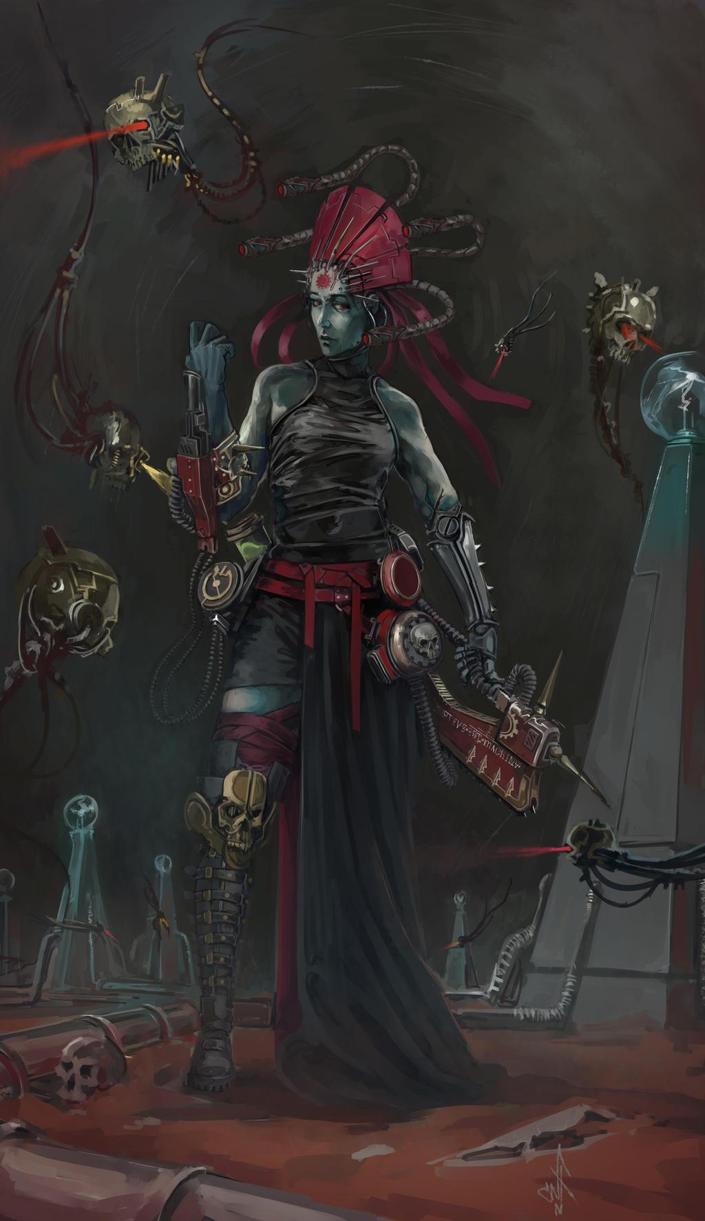 Koriel zeth standing and posing with weapons