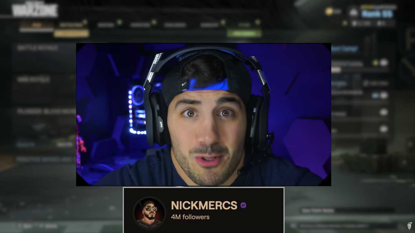 Nick merks wearing headphones, and a screenshot of his followers on youtube