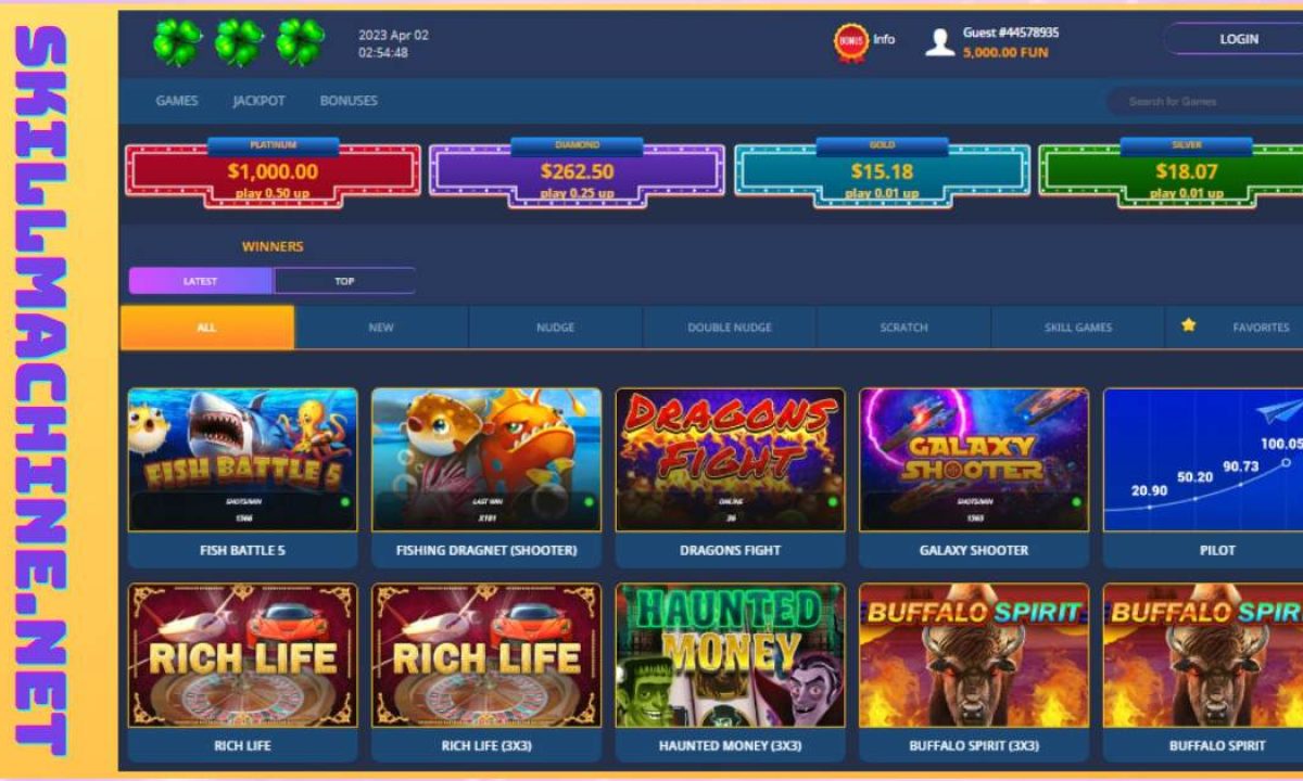 Different games shown on skill machine net to play
