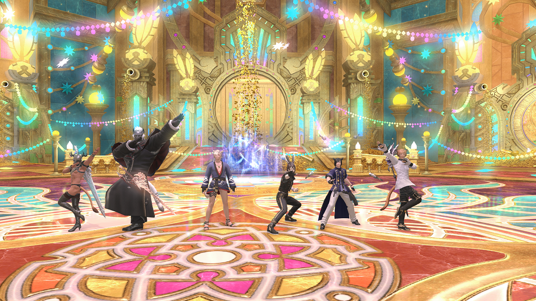  game characters partying in cross world linkshell