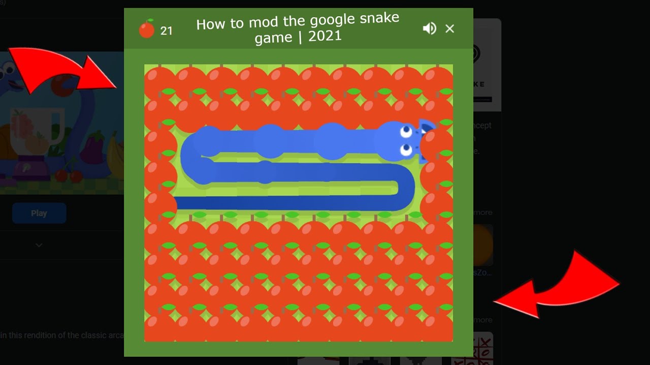 How to mod the google snake game written, snake chasing and eating apples
