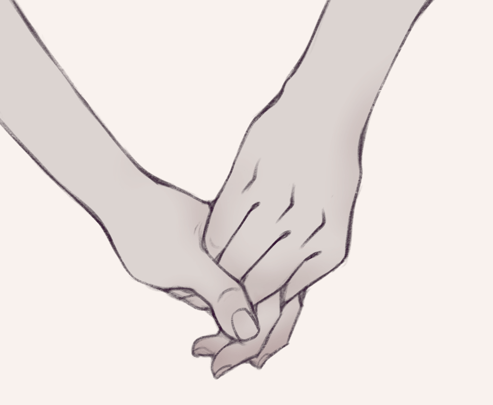 Hand holding drawing drill by smirking raven