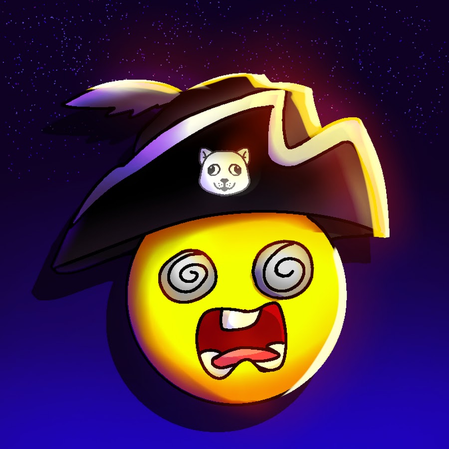 An emoji screaming wearing a pirate hat with a kitten on it