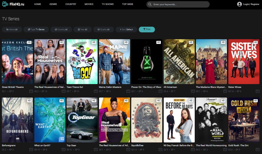 FlixHQ webpage showing the TV Series section
