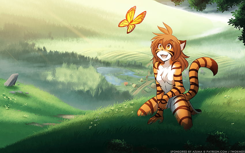 Flora-twokinds-playing-with-butterfly