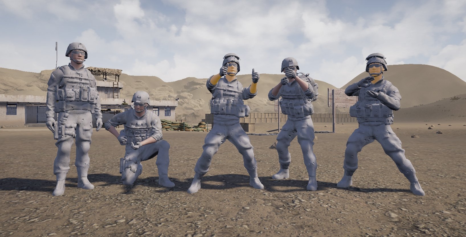 Five squad character have fun