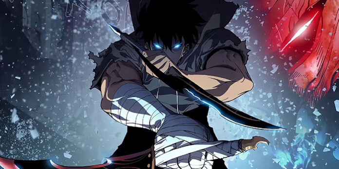 Anime character in action with swords