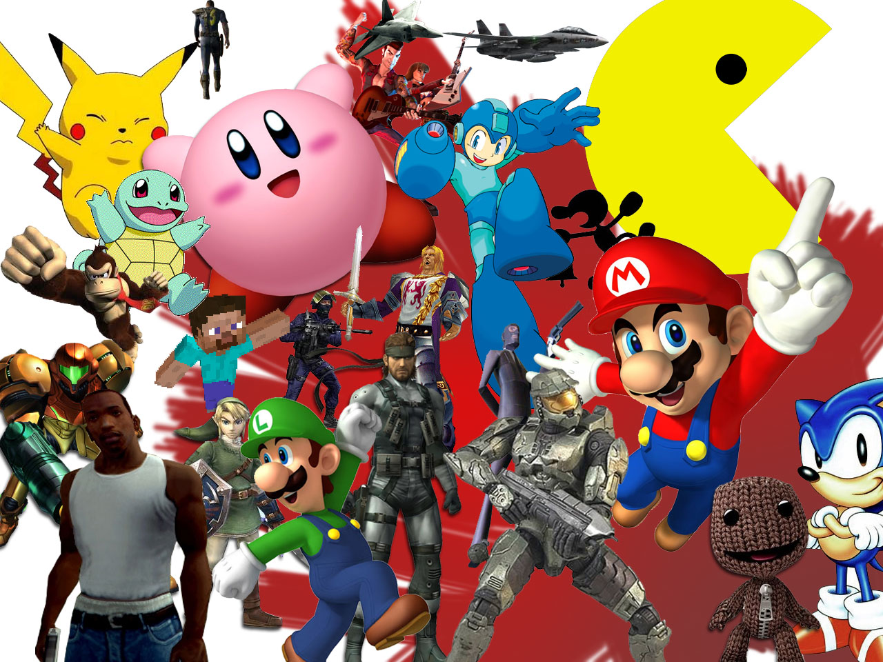 Group of different games characters