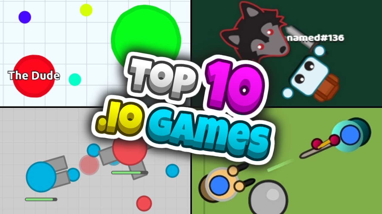 4 .io game posters in the background and text written in the front that says "Top 10 .io games"