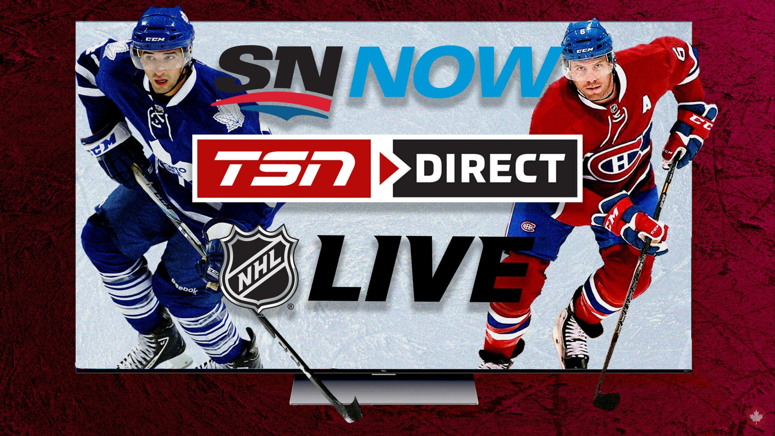 The image promotes TSN Direct's live NHL coverage, featuring two hockey players from opposing teams.