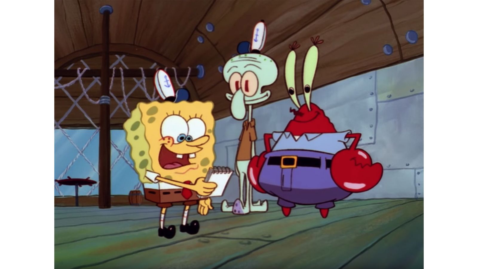 Spongebob, Squidward and Mr. Krabs