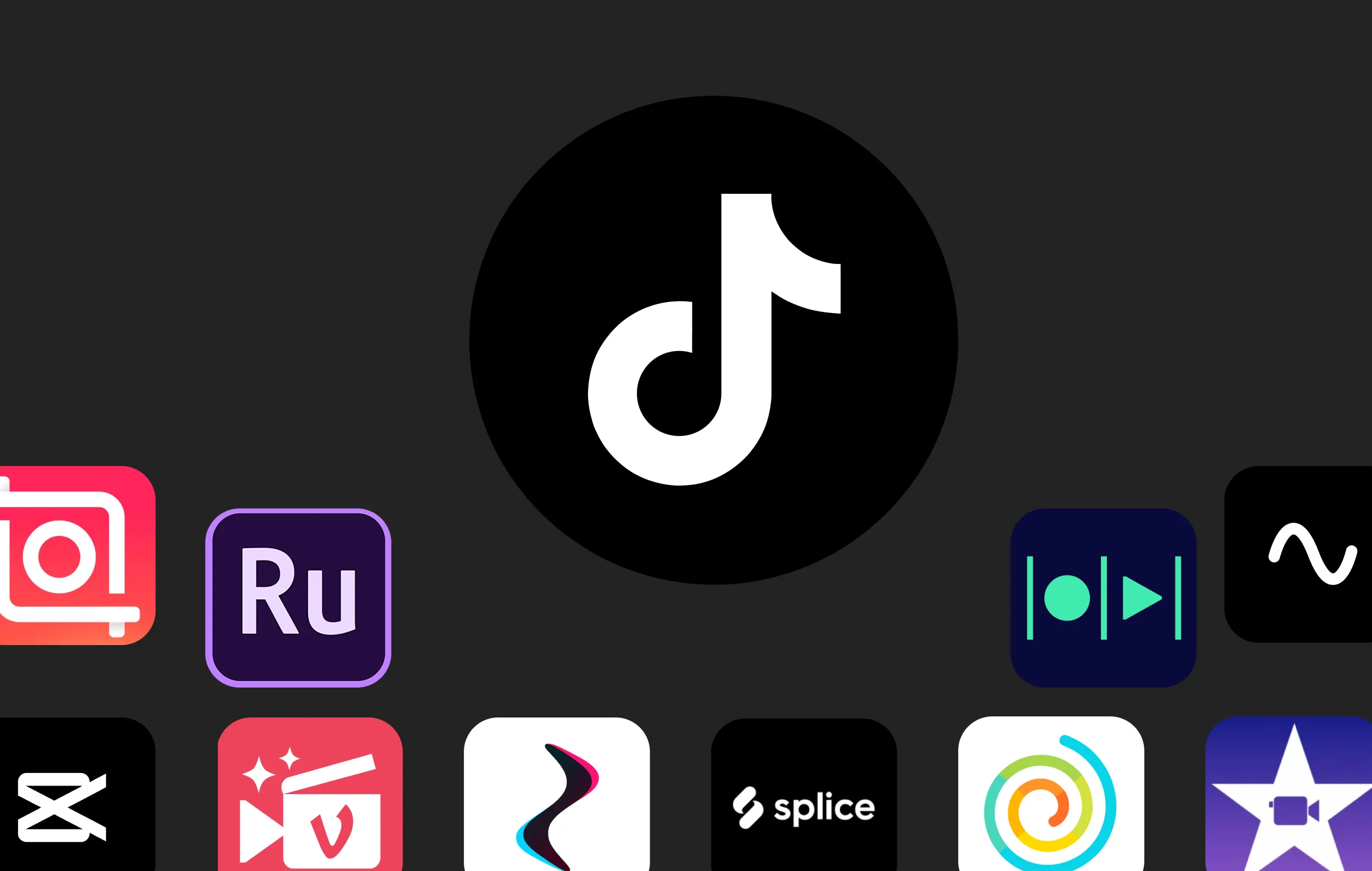 An assortment of app icons with TikTok prominently centered among them