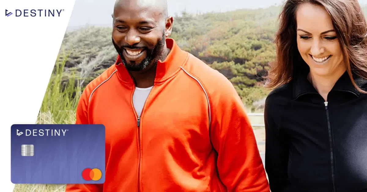 A man and woman imagae with Destiny Credit Card