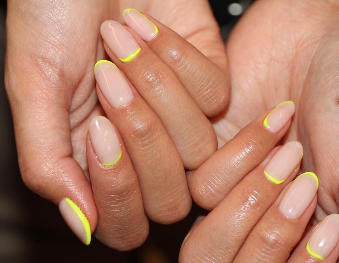 Neon yellow accent nails