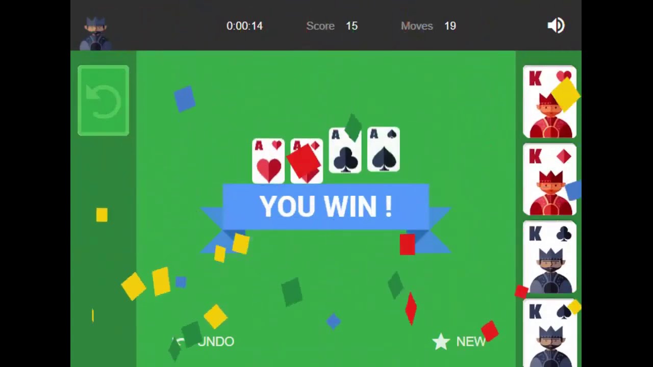 Win on Google Solitaire game