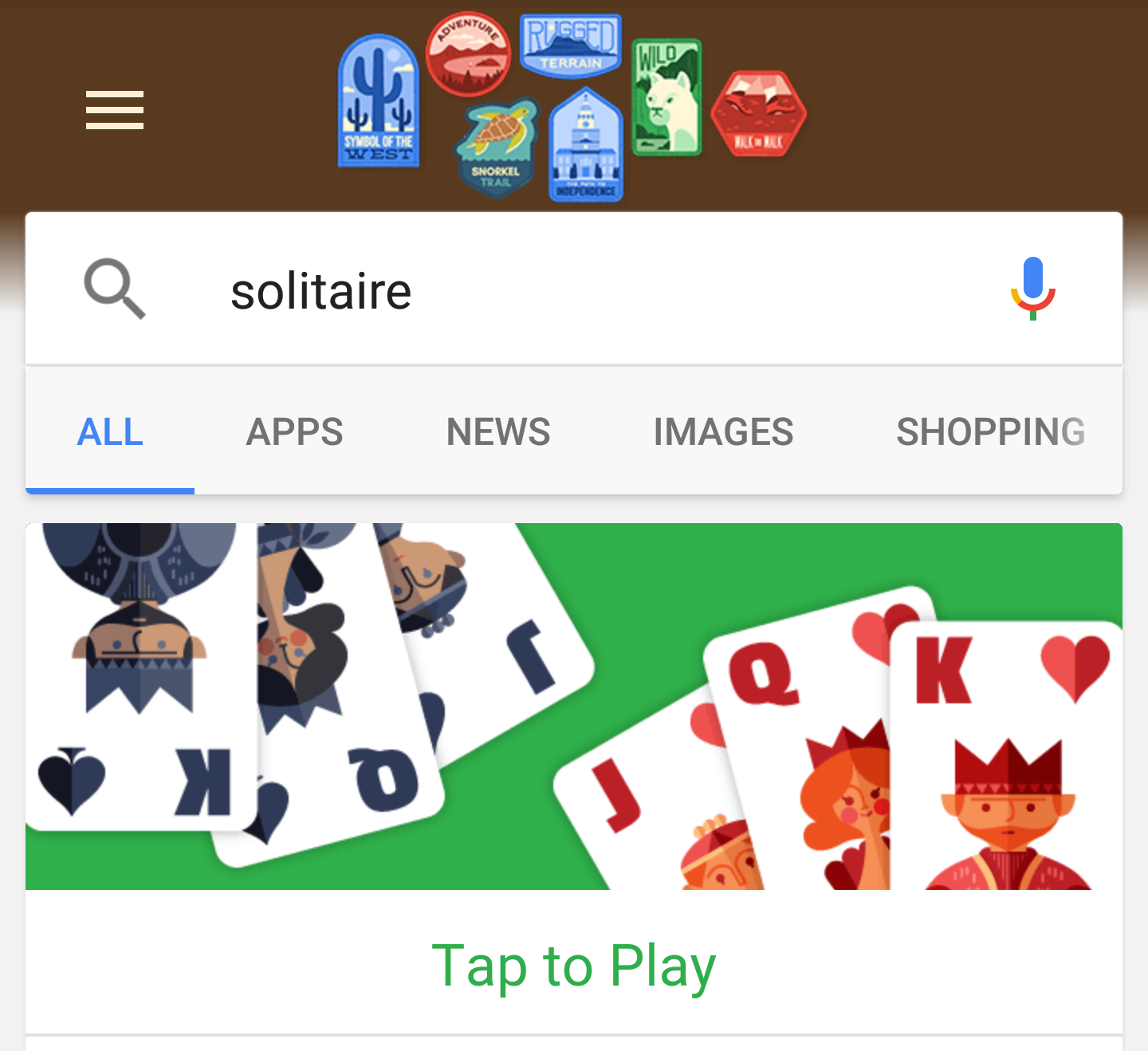 Google solitaire on a google search