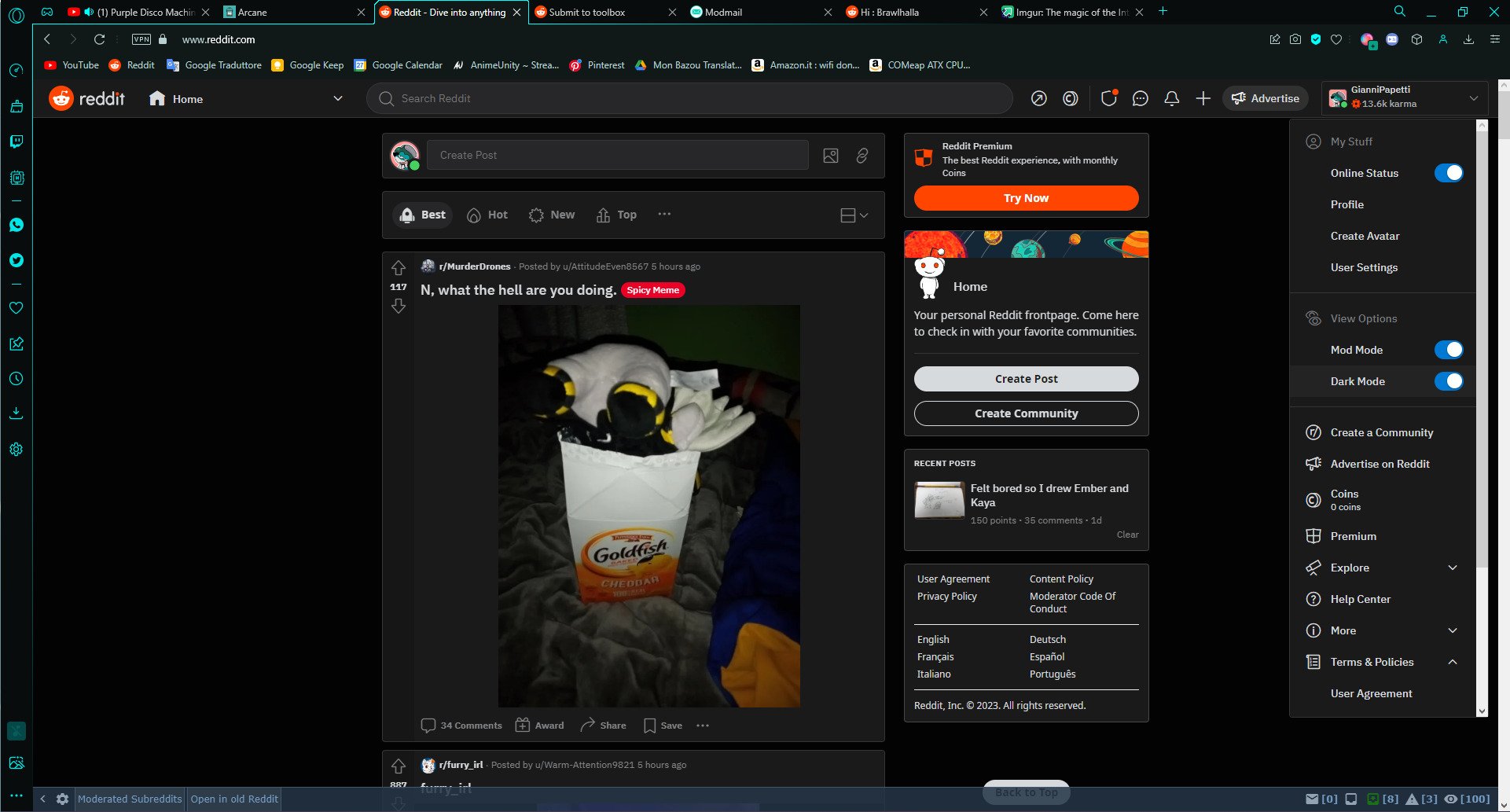Reddit dark mode desktop