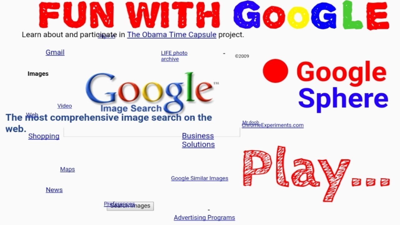 Various Google features and services, emphasizing the fun and interactive aspects of the platform.
