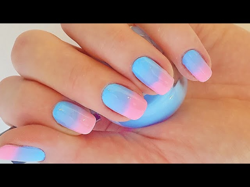 Pink and blue Ombre Delights nails
