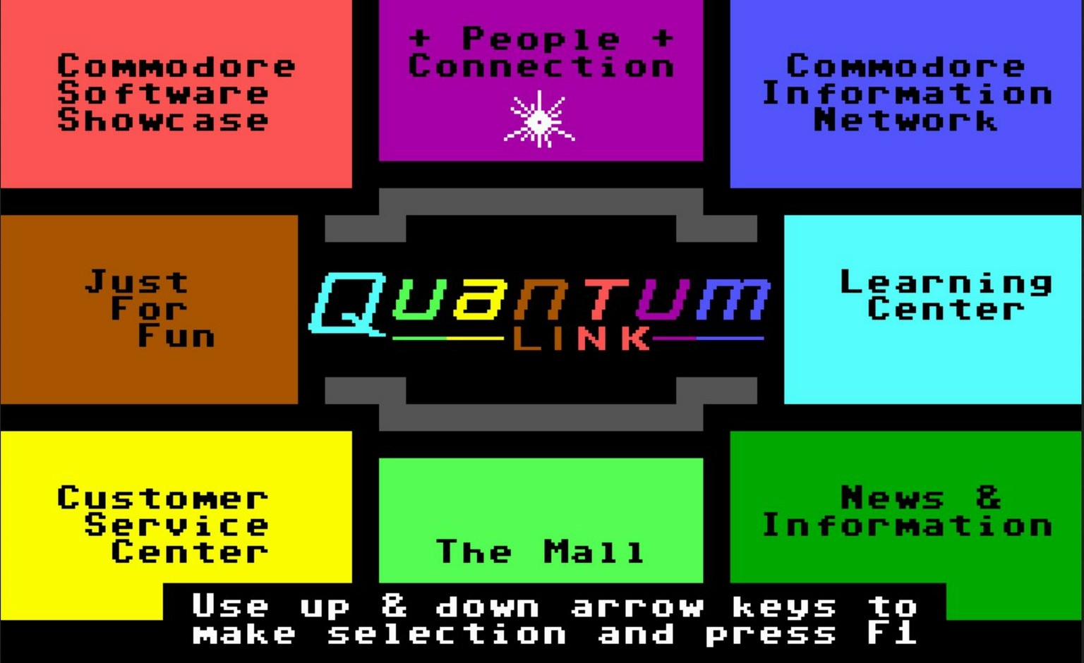 Quantum link written in the center, it's services on the sides