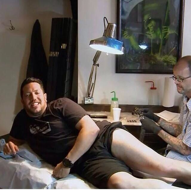 Sal Vulcano getting a tattoo