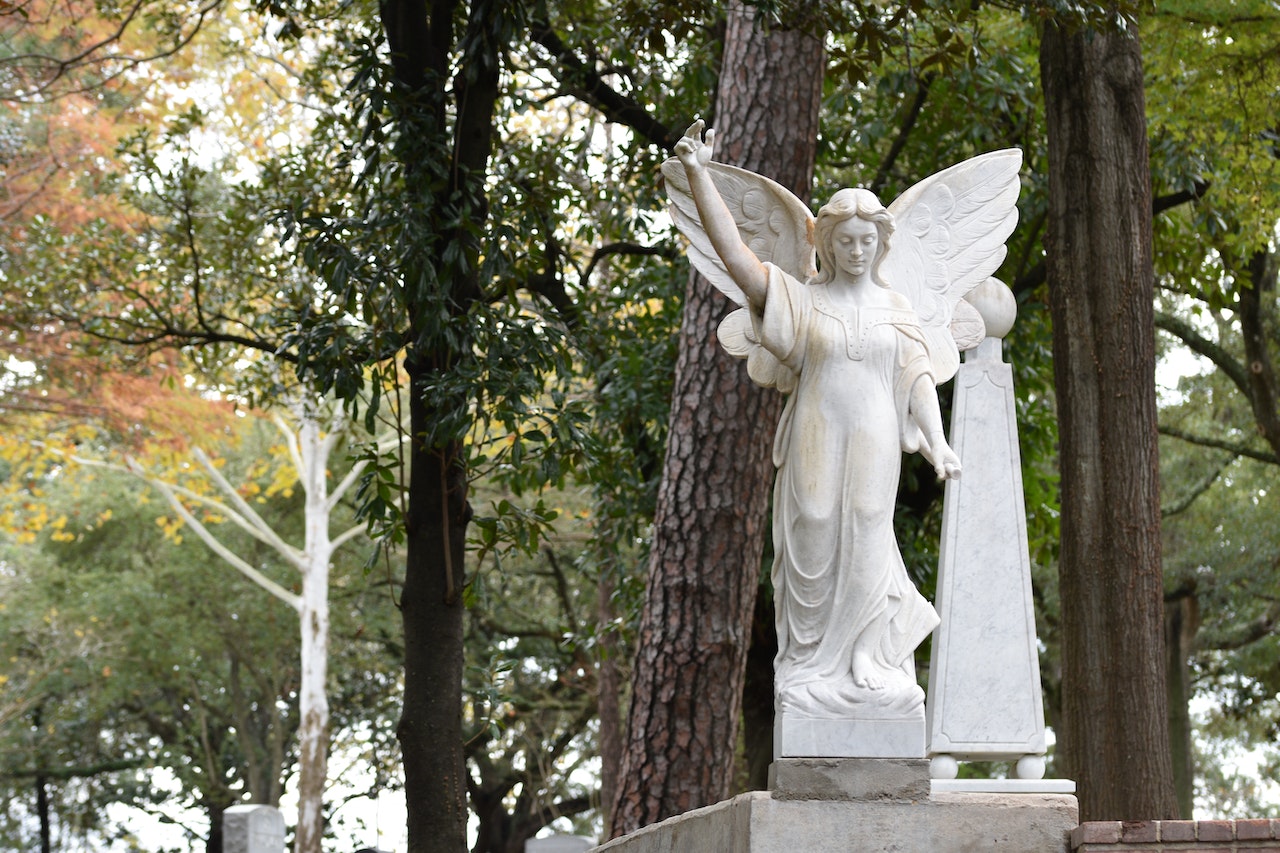 Angel Statue in a Cemetery