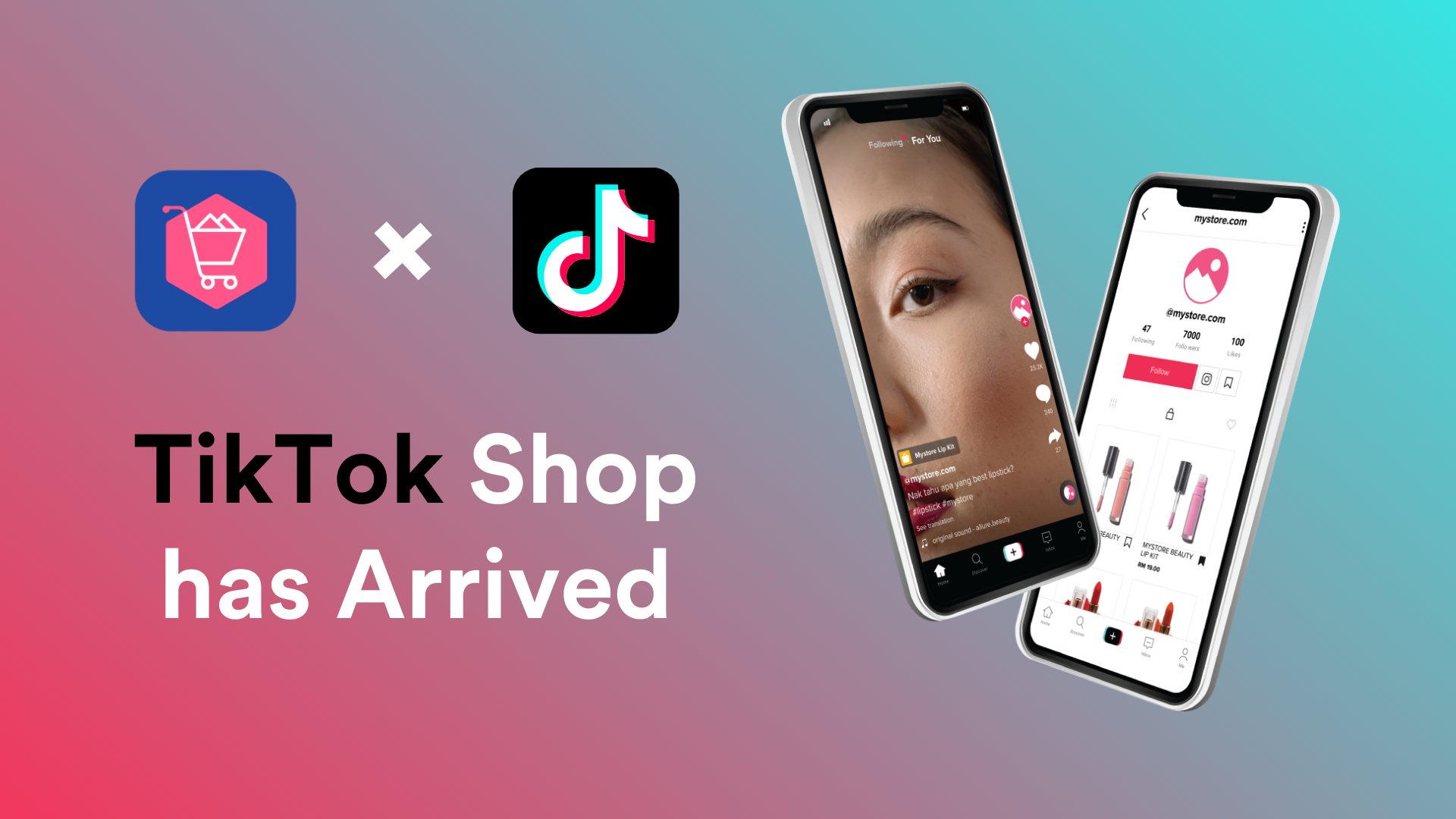 The integration of a shopping feature with TikTok, as depicted by app icons and mobile screens showcasing products