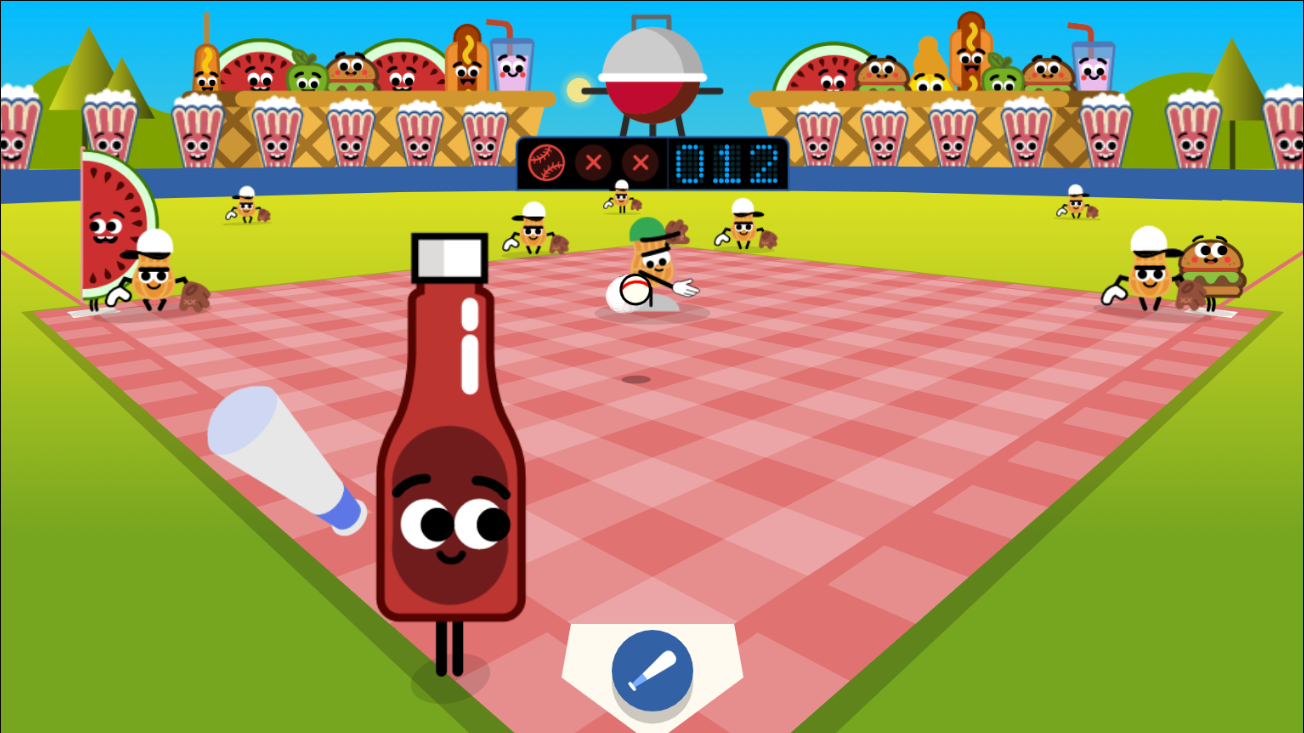 A playing scene from the Baseball Google Game