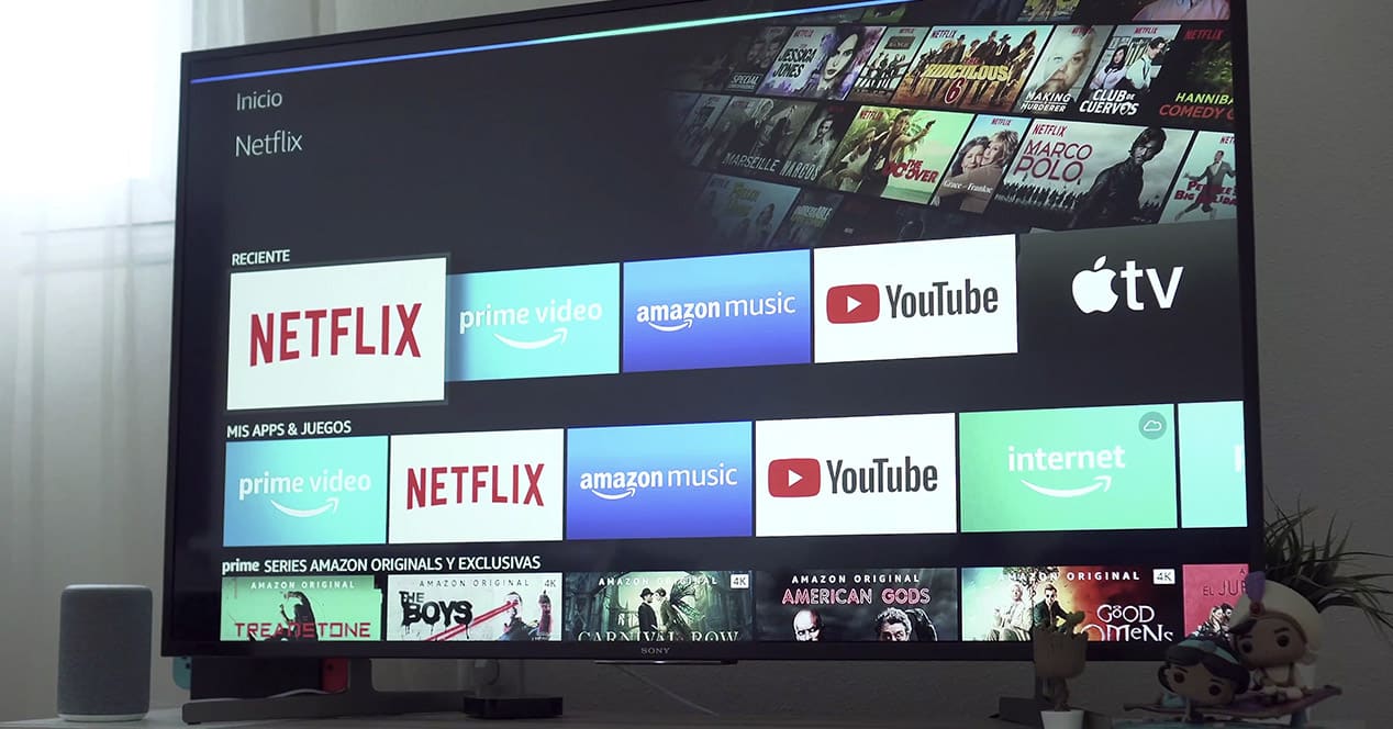 An LED showing various movies and TV shows streaming apps