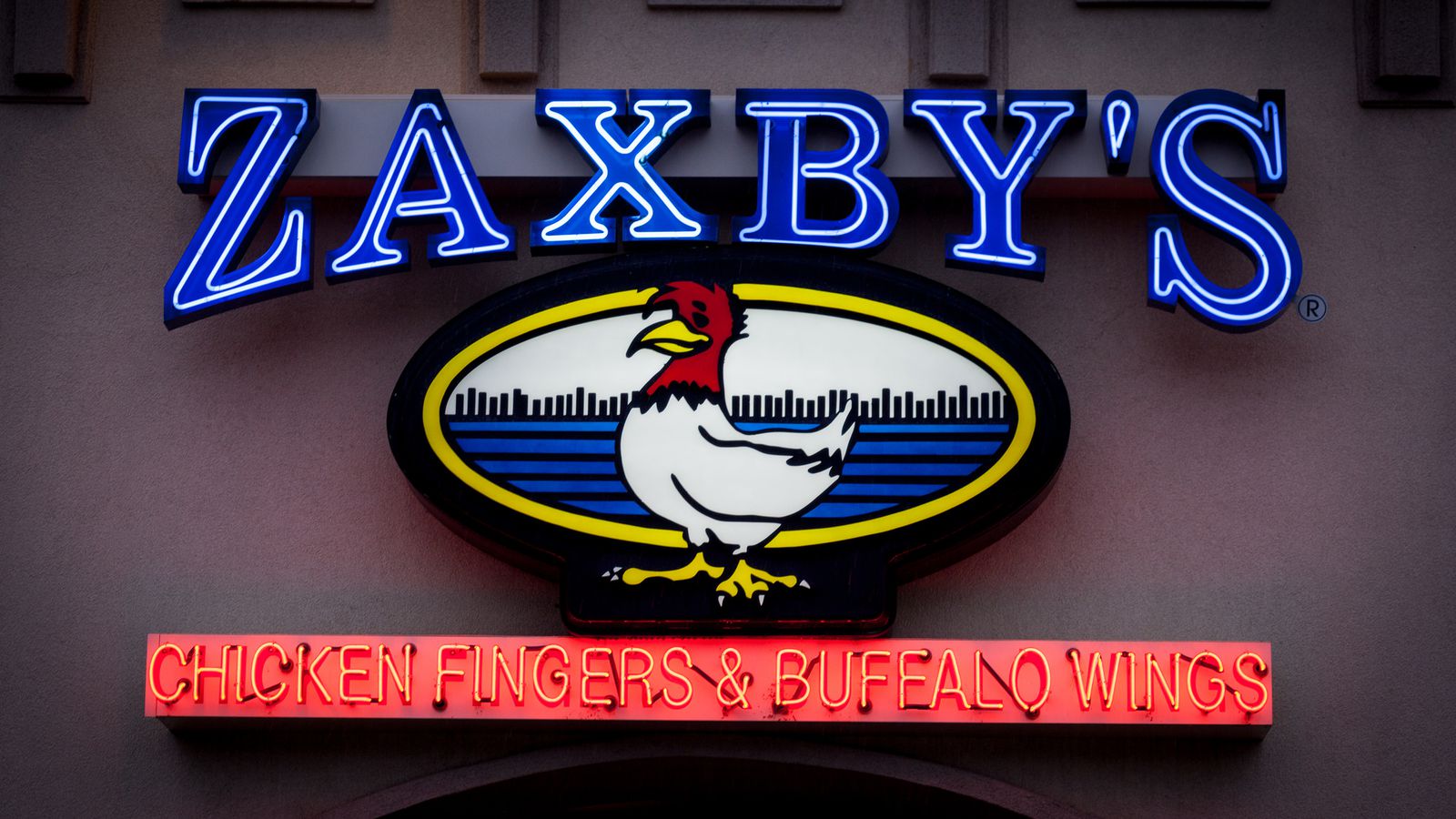 Zaxby's chicken fingers and buffalo wings written