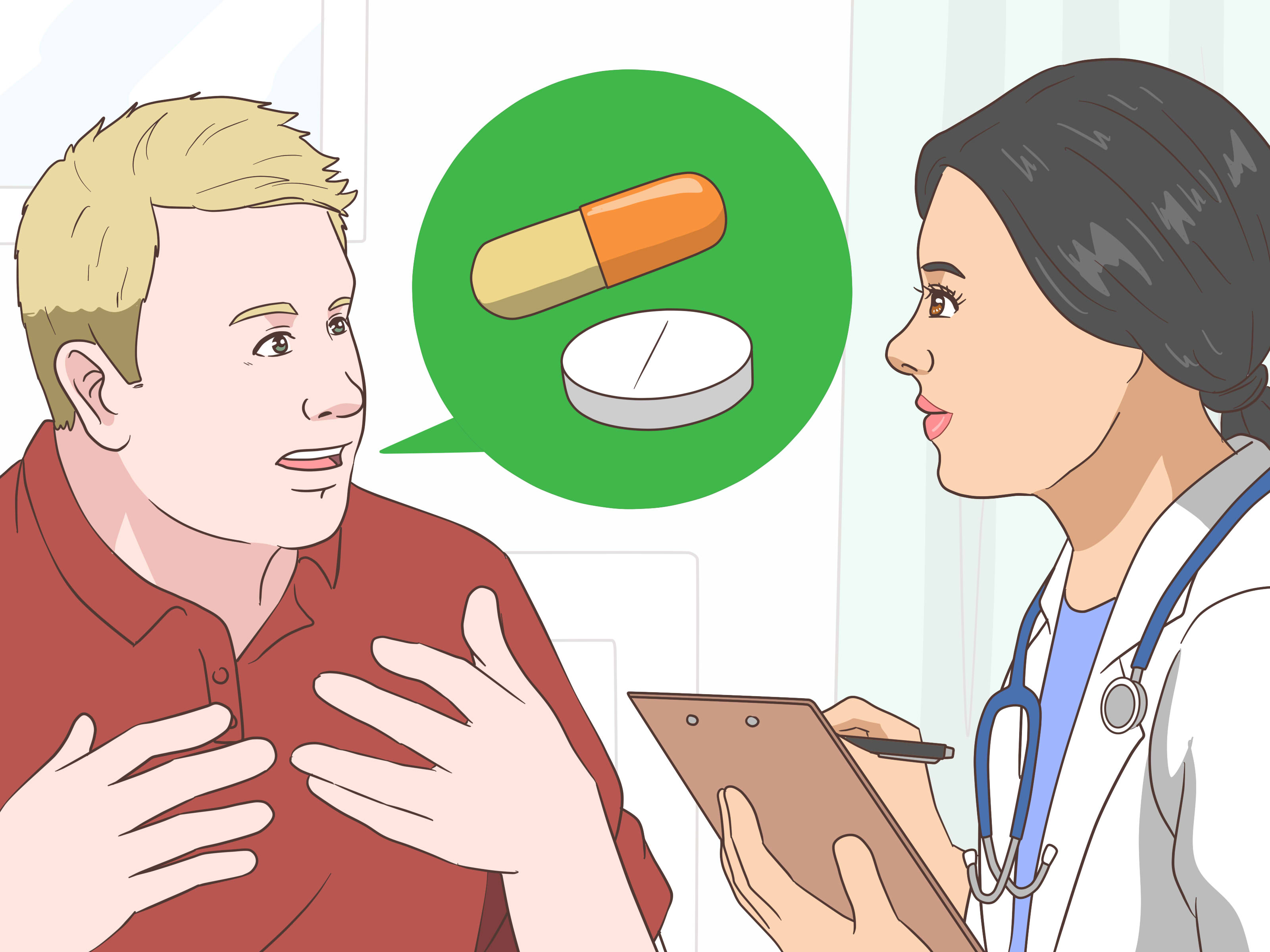 A person talking to a doctor.