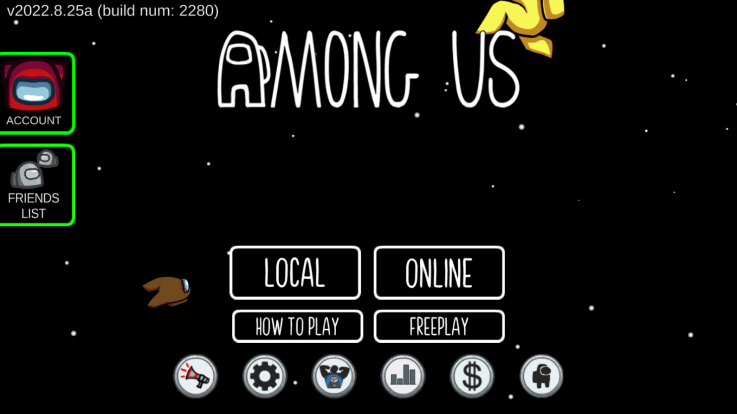 Amon us first menu page