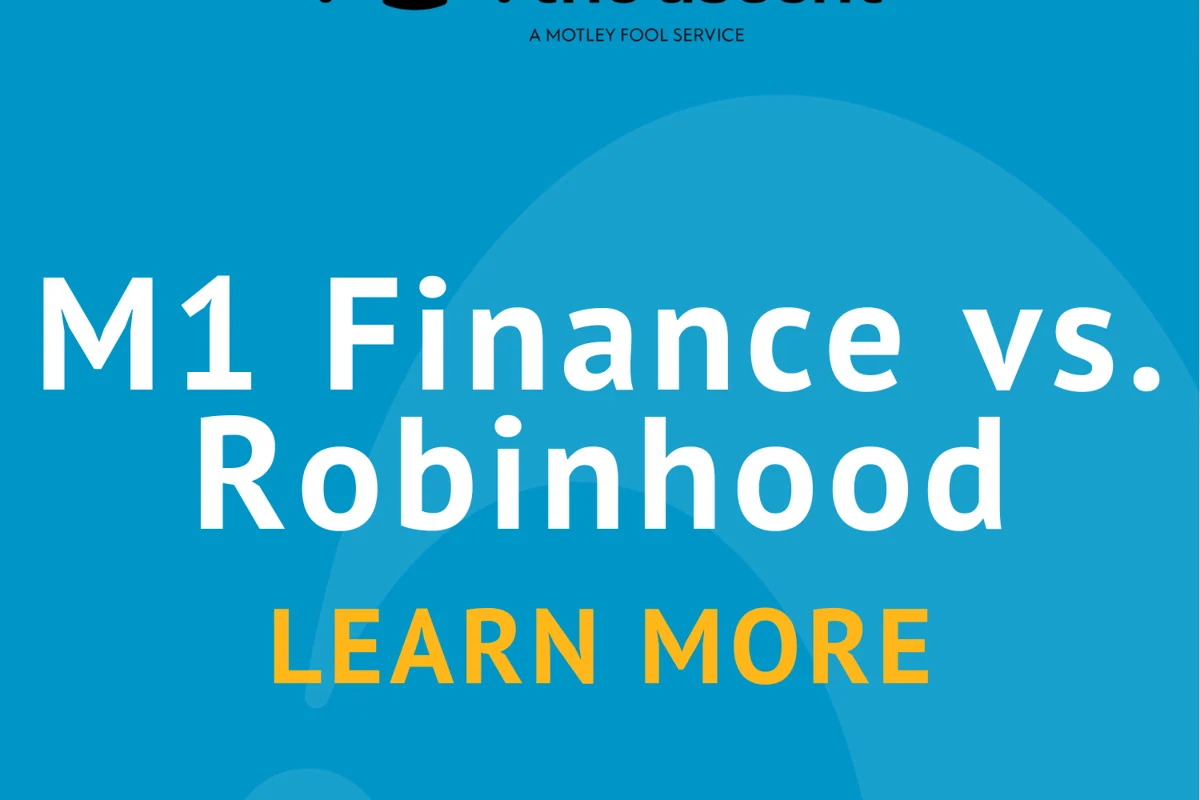 Banner with the text "M1 Finance vs. Robinhood LEARN MORE," indicating an educational or comparative resource about the two financial platforms.