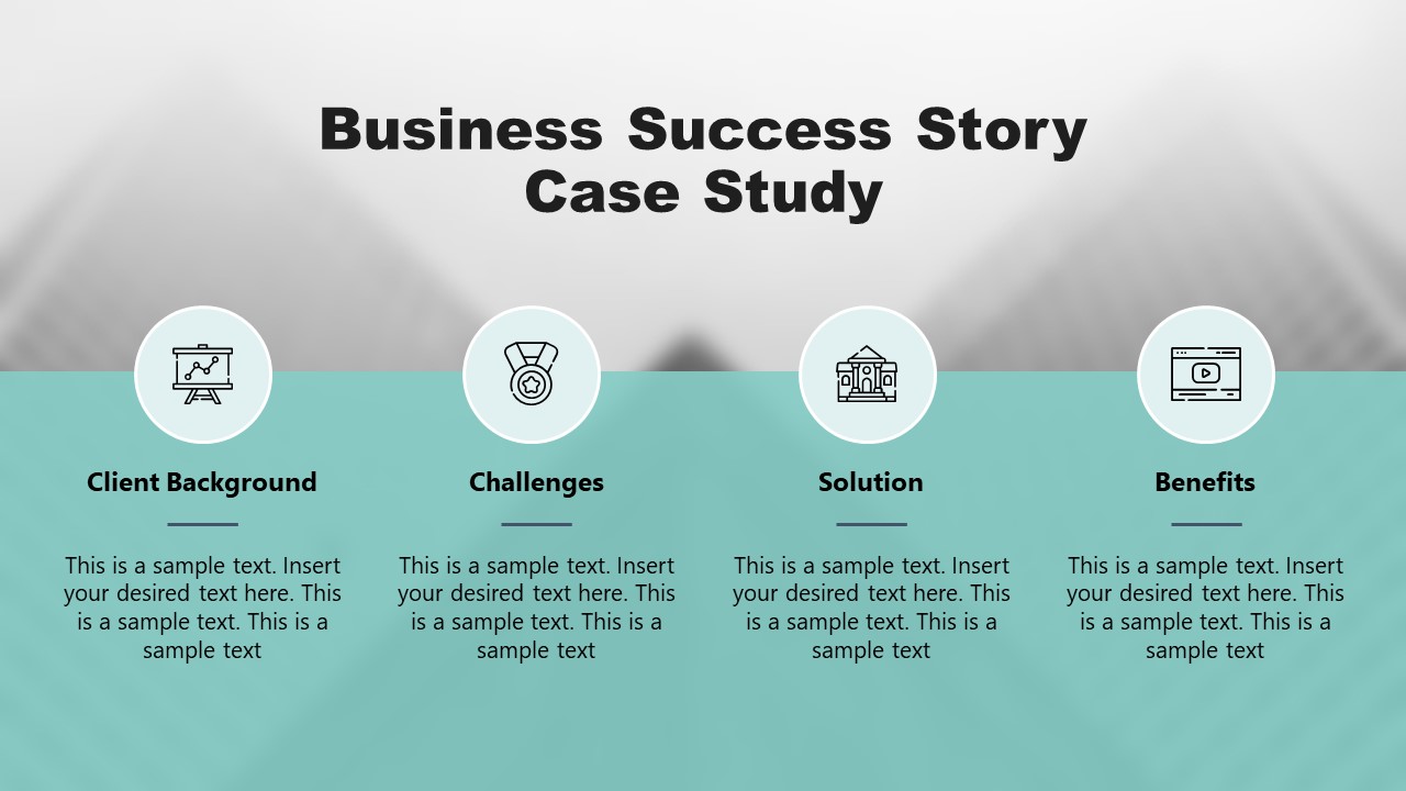 Business success story and case with sky blue background